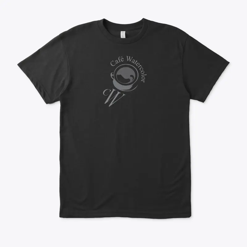 Cafe Watercolor T-shirt - Black